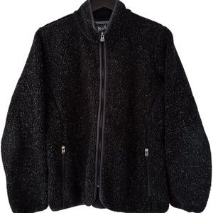 Woolrich Women’s Black Deep Pile Sherpa Mohair Quilt Liner Winter Zip Jacket vtg
